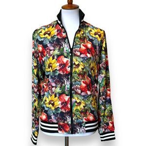 Cactus Man Ricky Singh Unisex Bomber Jacket Multicolor Floral Stretch Pockets M